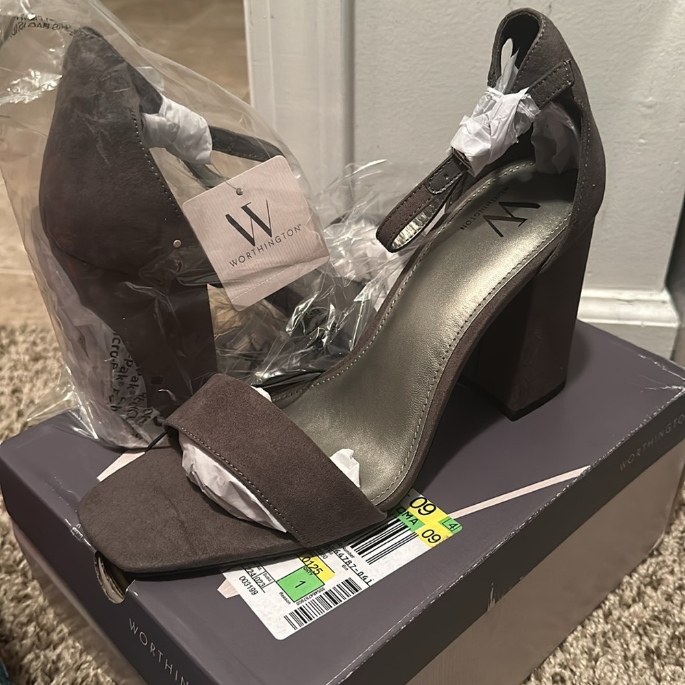 Grey, suede heels